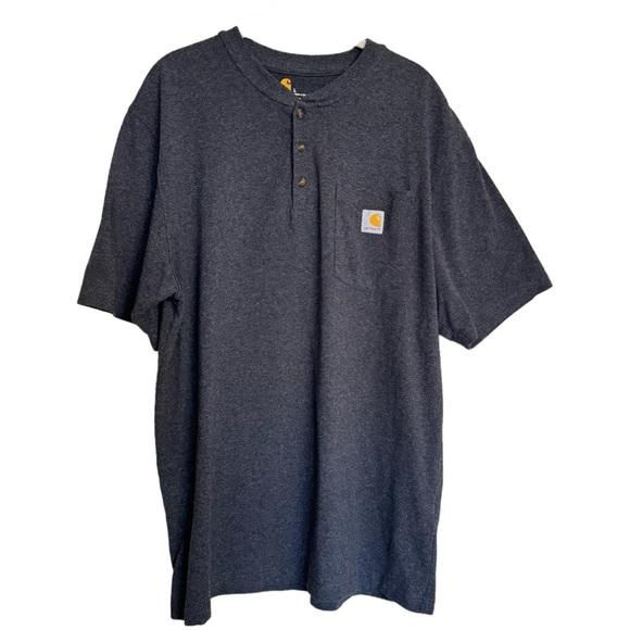 Carhartt Original Fit 1/4 Button Sz L Short Sleeve Shirt Gray Tee Workwear - Picture 1 of 13
